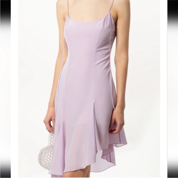 NWOT MATERIEL TBILISI Sz 10 Silk Asymmetrical Flare Slip Dress In Lilac Lavender - Picture 3 of 11
